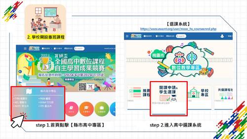 桃園市高中數位教學專區113學年選課及專班申請流程